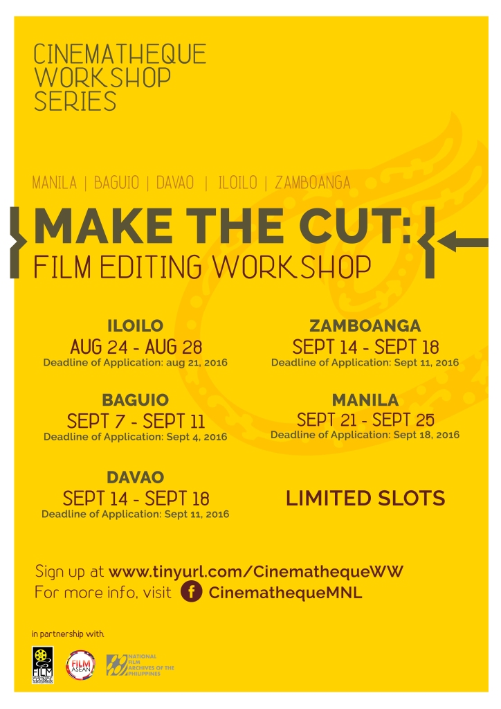 Cinematheque Workshop series - Editing (poster)